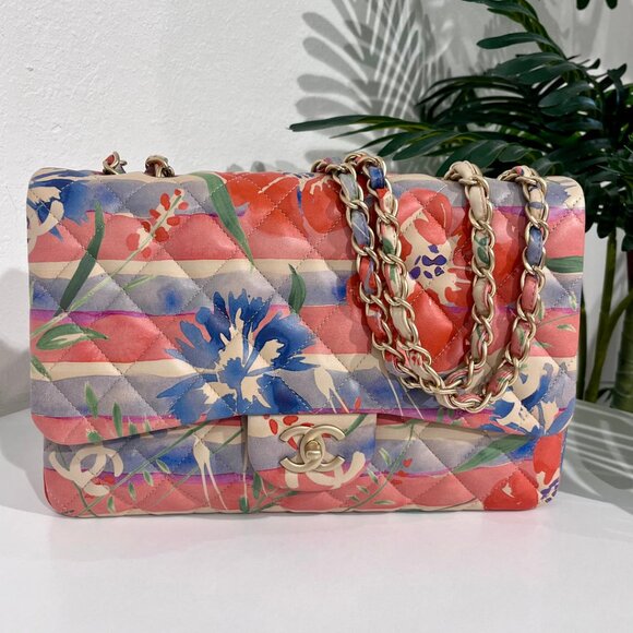 CHANEL Handbags - Watercolor Floral Jumbo Classic Single Flap Bag